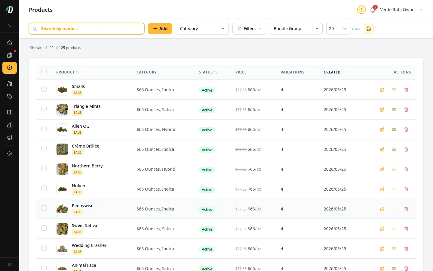 Product catalogue with weight pricing