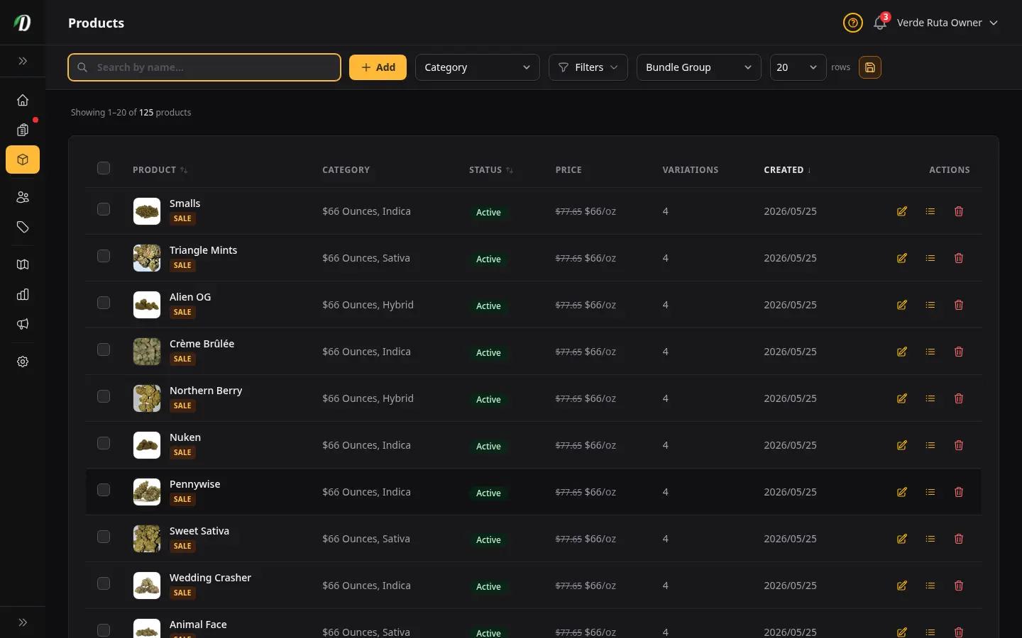 Product catalogue with weight pricing