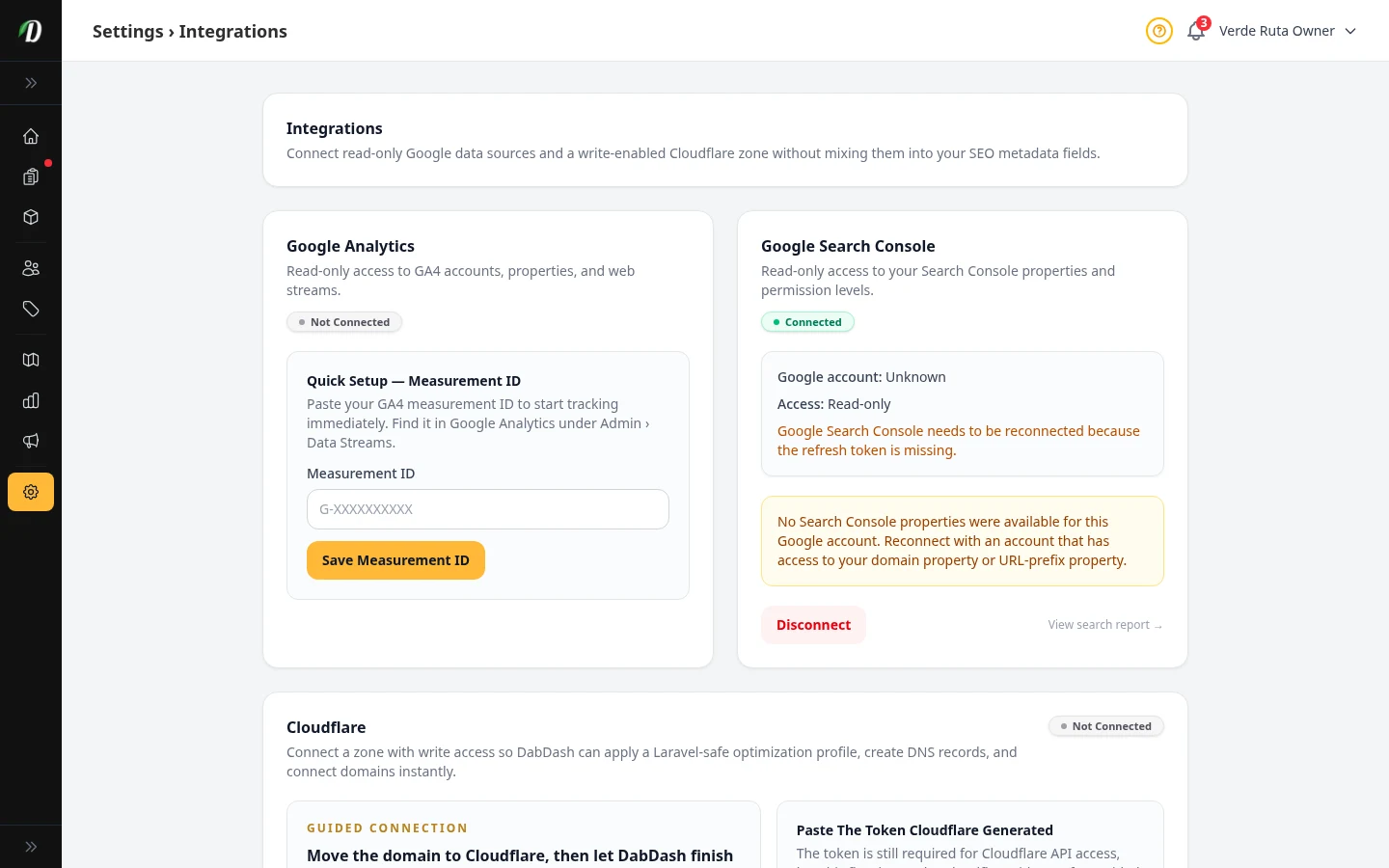 DabDash integrations overview showing Metrc connection option